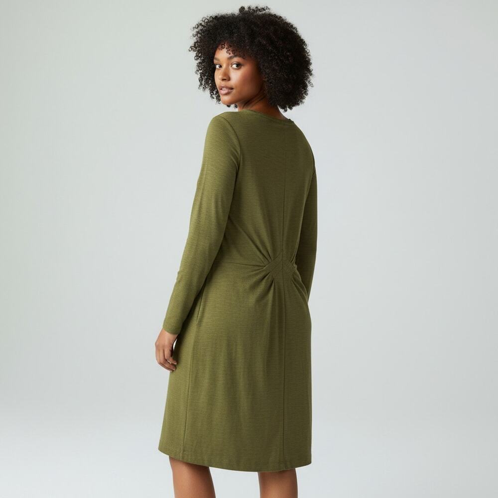 NWT Duluth Trading Co Army Green Dress Medium Cotton Blend Utility Shift Dress